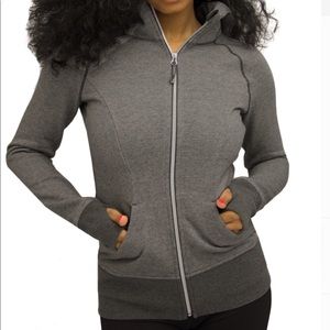 90 Degree Reflex Gray Black Mini Stripe Hoodie ZIP